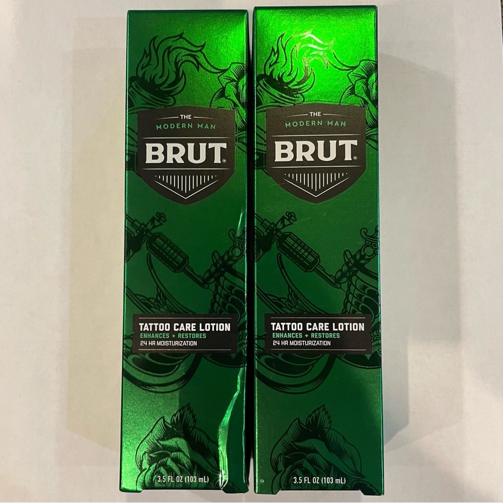 Brut Modern Man 2 Pack Tattoo Care Lotion 3.5 Oz Each NEW IN BOX Sealed